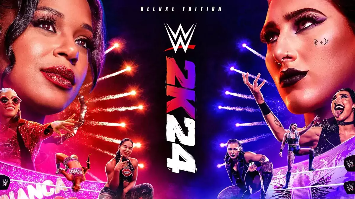 wwe 2k24 official poster starring bianca-and-mami