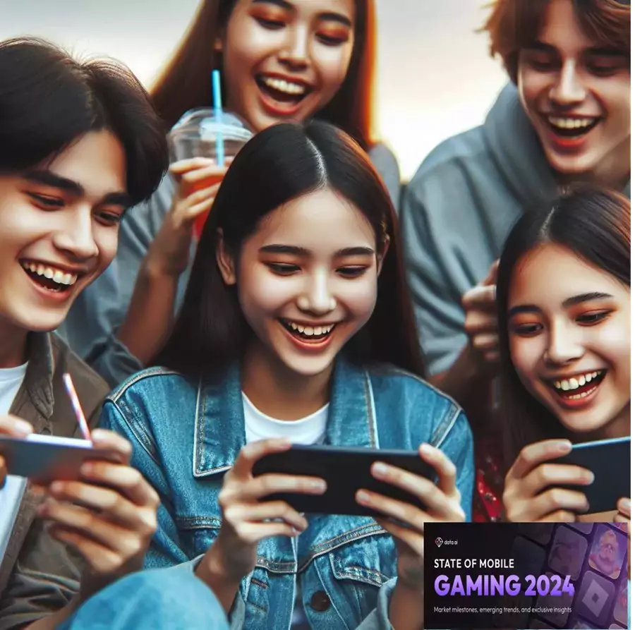 a-group-of-teenagers-playing-games-on-mobile-phones-and-laughing