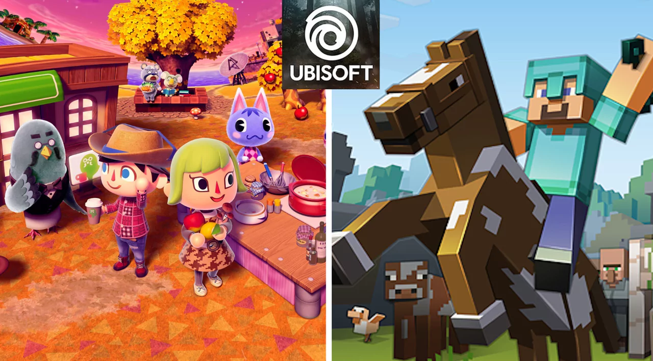 left is animal crossing and right is minecraft game