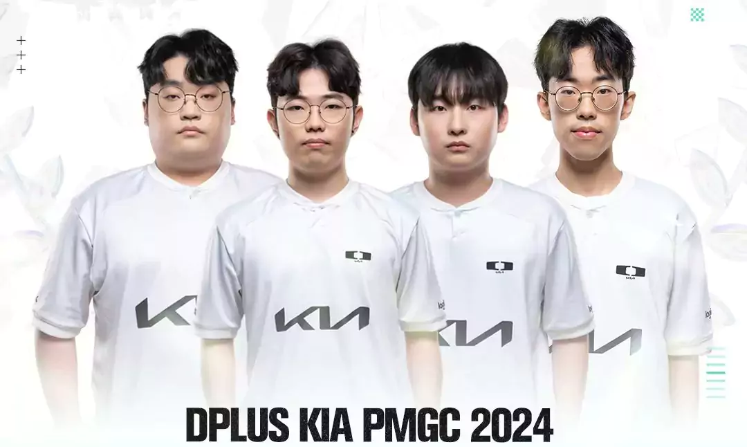 a group of Dplus KIA wearing white shirts winner of PMGC 2024