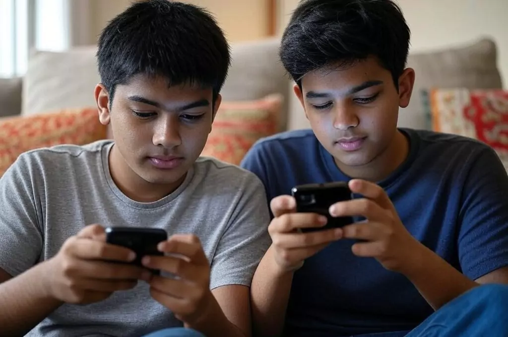 two gamers playing on mobile