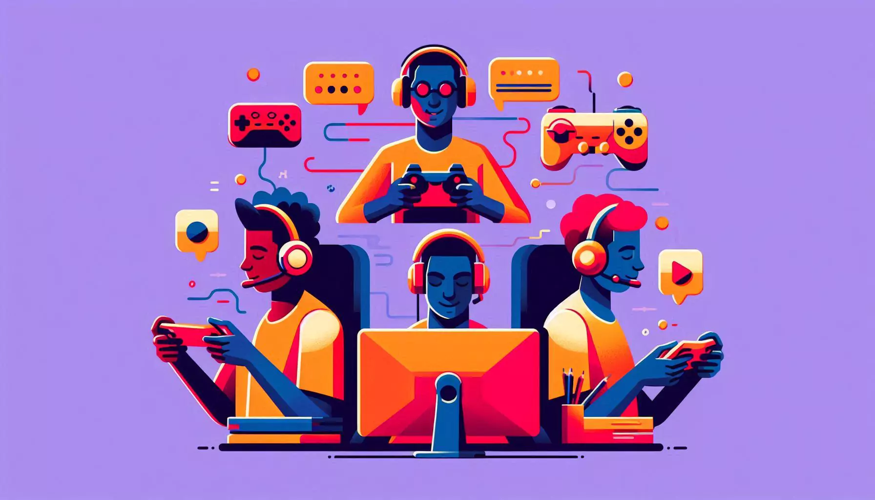 minimal ilustration of three african gamers