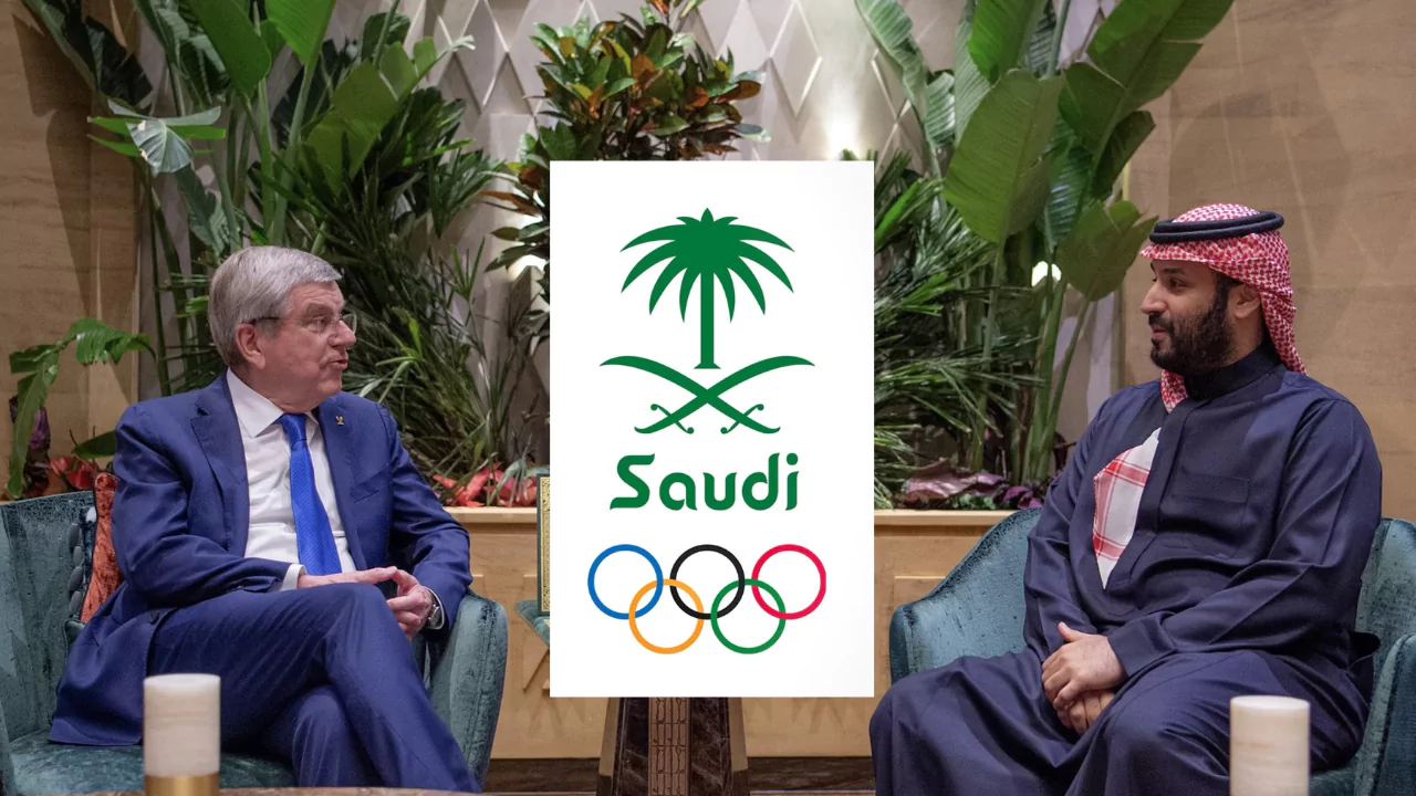 IOC President Thomas Bach and Saudi Arabia's Crown Prince Mohammed bin Salman Al Saud